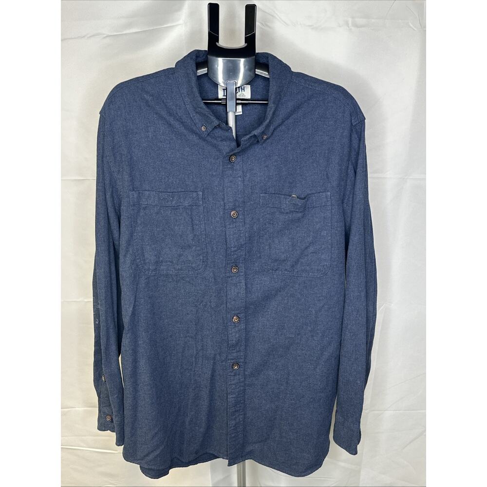 Duluth Trading Co Hempstop Shirt Mens 2XL Blue Ripstop Work LS Button Front